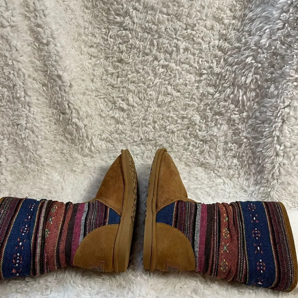 KOOLABURRA MYKA CHESTNUT SUEDE TRIBAL KILIM BOHO BOOTS SZ 5